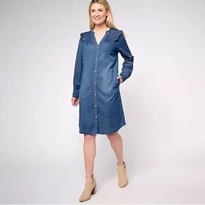 white christmas dresses Courtney Pleated Denim Midi Dress